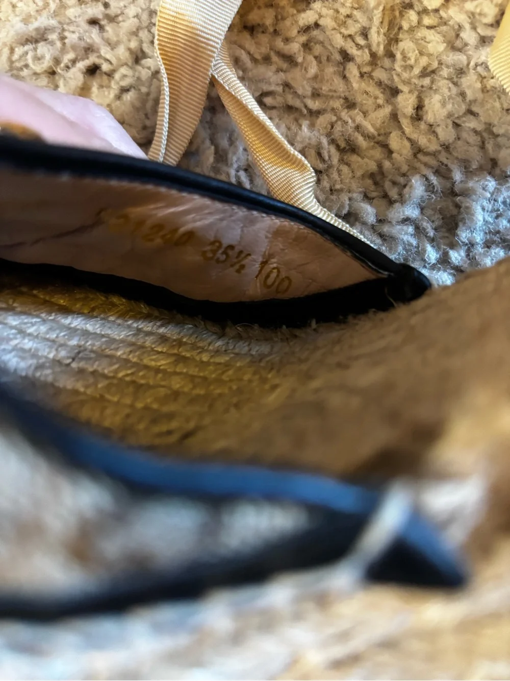 Gucci Beige GG Canvas Espadrille Wedges with Yellow Ribbon